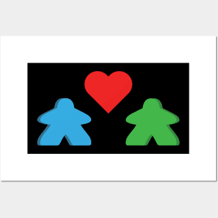 Blue And Green Meeple Couple Board Game Valentine's Day Posters and Art